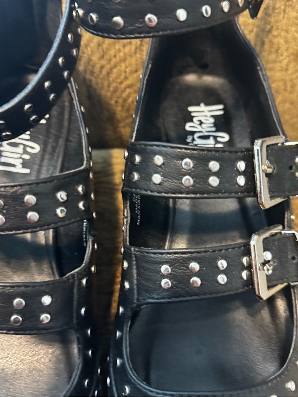 Corkys Black Studded Triple-Buckle Flats - Picture 3 of 8
